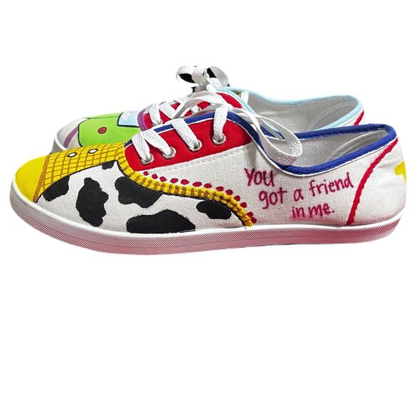 Custom Hand Painted Toy Story Inspired Canvas Sneakers Woody Buzz Women's Size 9 - Picture 3 of 10